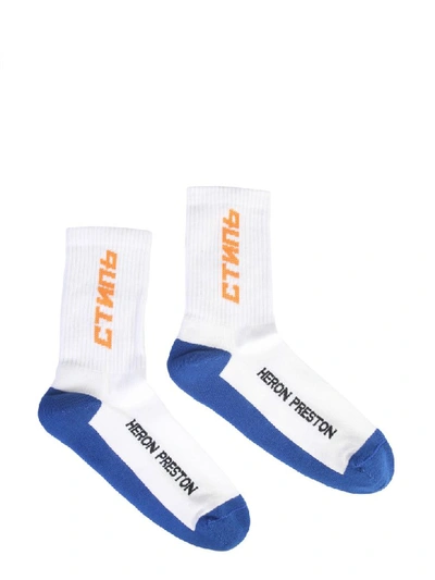 Shop Heron Preston Long Socks In Bianco