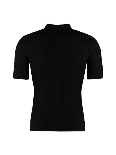 Shop Dolce & Gabbana Knitted Wool Polo Shirt In Black