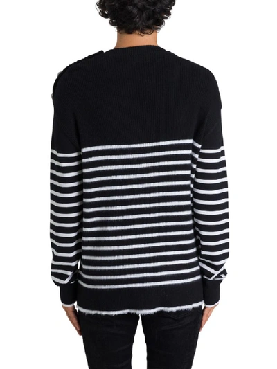 Shop Balmain Sailor Sweater In Nero/bianco