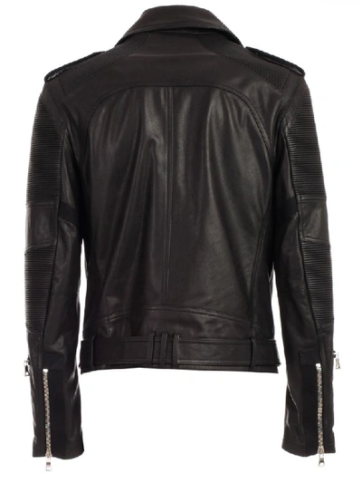 Shop Balmain Jacket Leather In Pa Noir