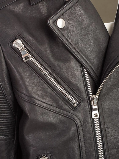Shop Balmain Jacket Leather In Pa Noir