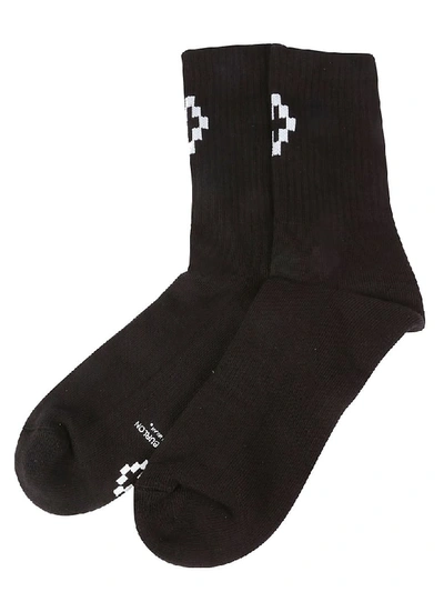 Shop Marcelo Burlon County Of Milan Cross Short Socks In Black/white