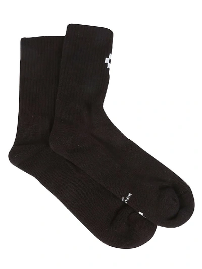 Shop Marcelo Burlon County Of Milan Cross Short Socks In Black/white