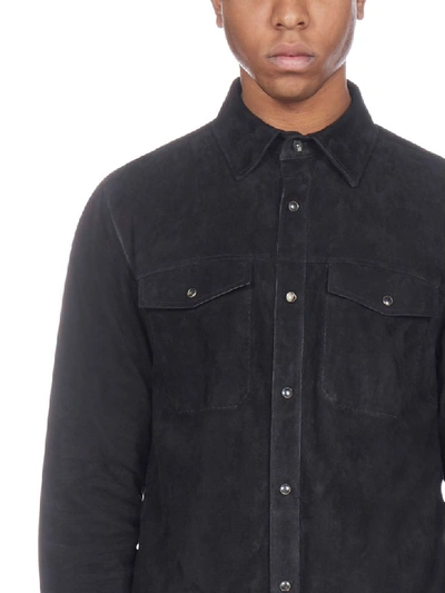 Shop Ajmone Suede Shirt In Extra Noir