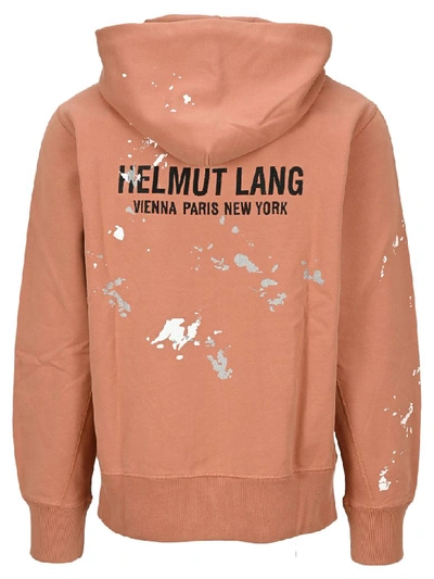 Shop Helmut Lang Paint-splatter Logo Hoodie In American Tan