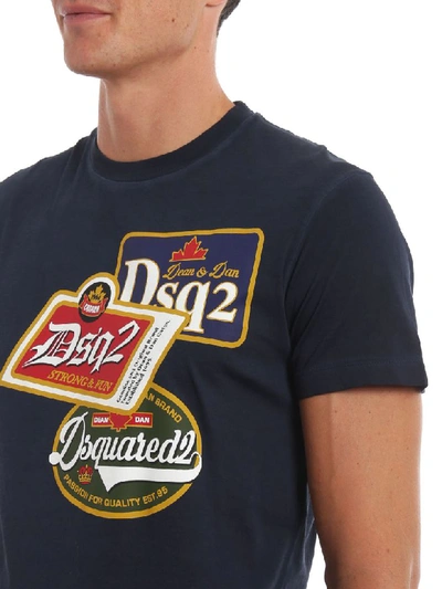 Shop Dsquared2 Printed Patch Tshirt In Navy