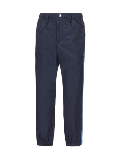 Shop Prada Trousers In Navy Avio