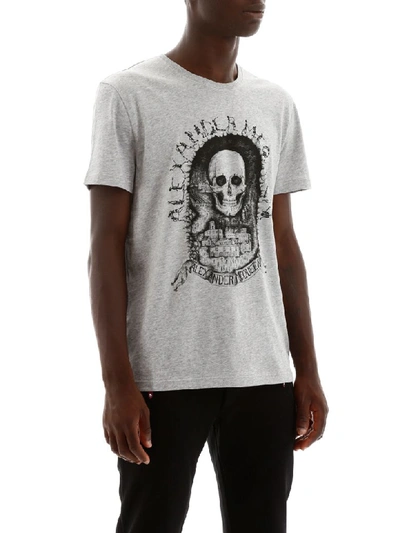 Shop Alexander Mcqueen Skull Logo T-shirt In Pale Grey Mix (grey)