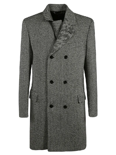 Shop Dolce & Gabbana Double Breasted Coat In Grey