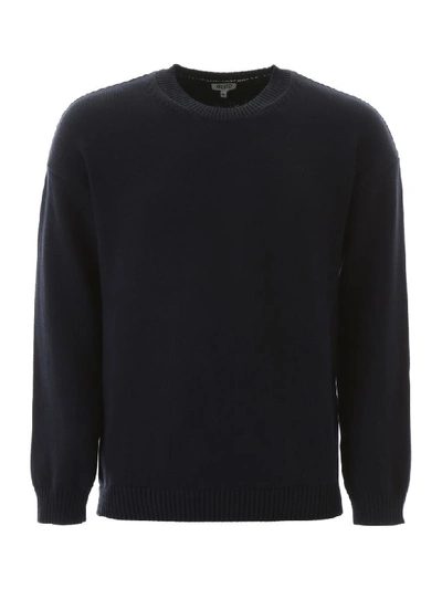 Shop Kenzo Pullover With Logo Intarsia In Blue Nuit (blue)