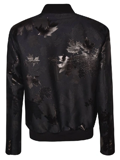 Shop Dsquared2 Leaf Print Bomber In Black