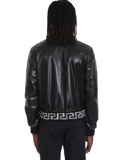 Shop Versace Bomber In Black Leather