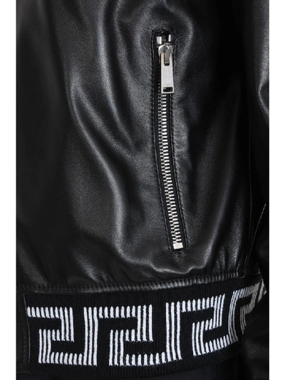 Shop Versace Bomber In Black Leather