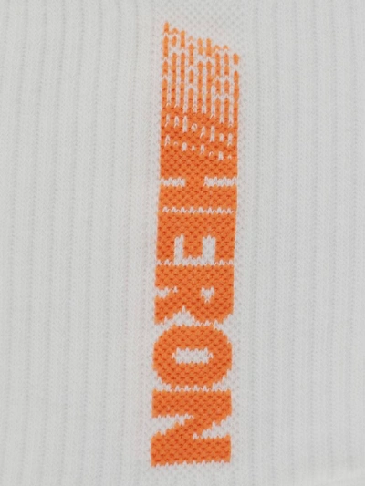Shop Heron Preston White Racing Socks In White Orange