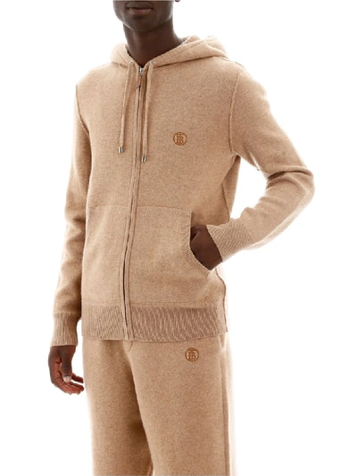 Shop Burberry Cashmere Hoodie In Pale Coffee (beige)