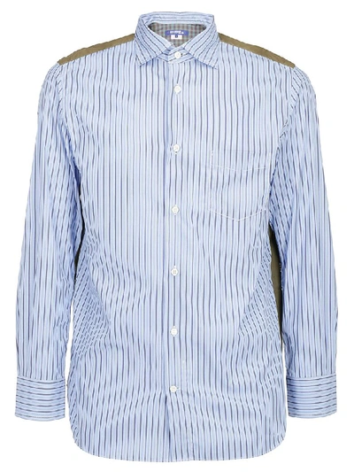 Shop Junya Watanabe Shirt In Sax/nvy X Khak