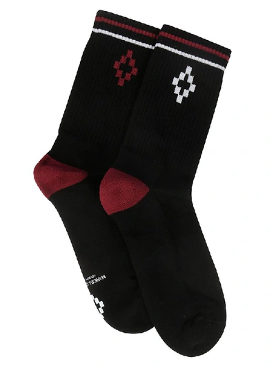 Shop Marcelo Burlon County Of Milan Logo Socks In Black/multicolor