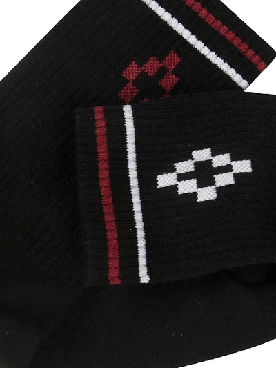 Shop Marcelo Burlon County Of Milan Logo Socks In Black/multicolor