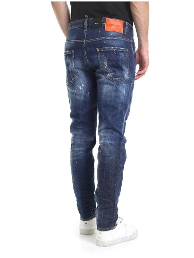 Shop Dsquared2 Paint Splattered Skater Jeans In Denim