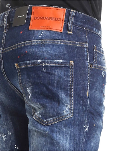 Shop Dsquared2 Paint Splattered Skater Jeans In Denim