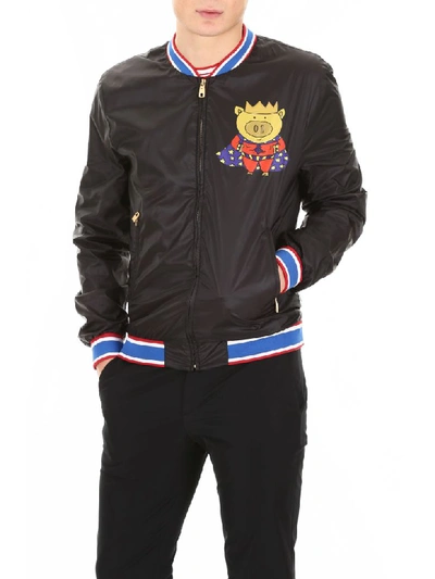 Shop Dolce & Gabbana Super Pig Bomber Jacket In Superpig Corona F Ne (black)