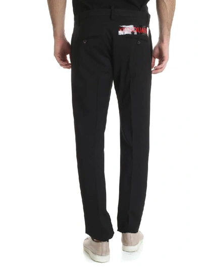 Shop Dsquared2 Logo Detail Wool Trousers In Black