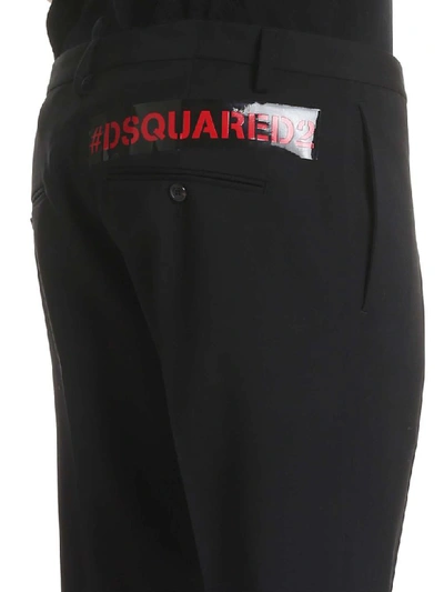 Shop Dsquared2 Logo Detail Wool Trousers In Black