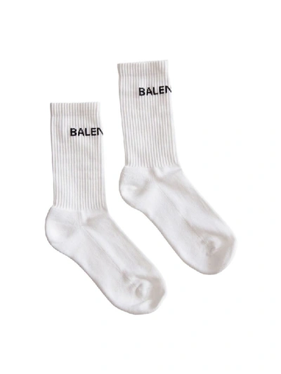 Shop Balenciaga Logo Socks In White In Bianco