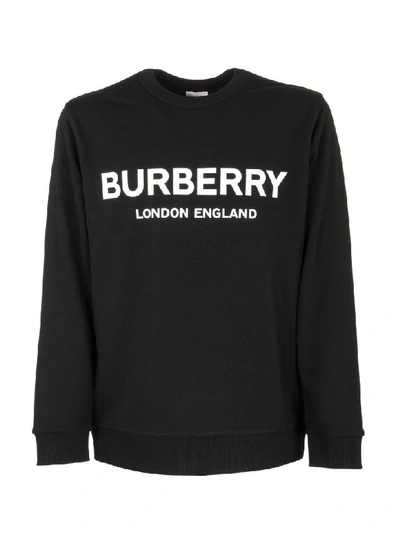 Shop Burberry Logo Print Cotton Sweatshirt In Black