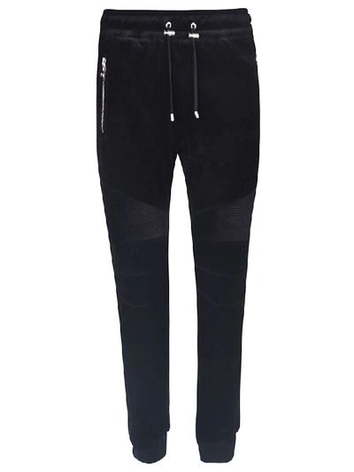 Shop Balmain Zipped Trousers In Black