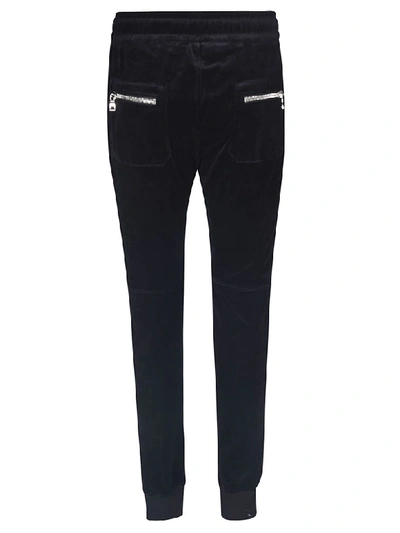 Shop Balmain Zipped Trousers In Black
