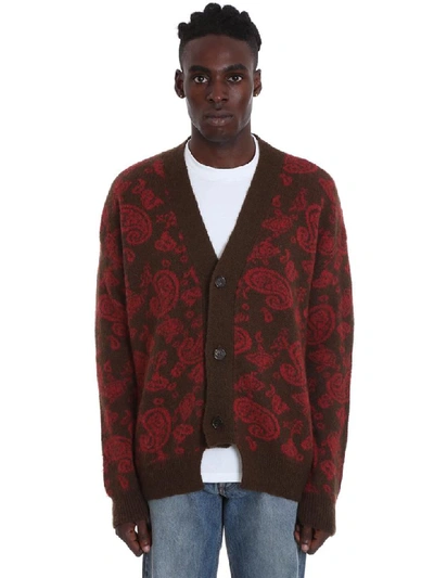 Shop Aries Paisley Cardigan In Red Wool