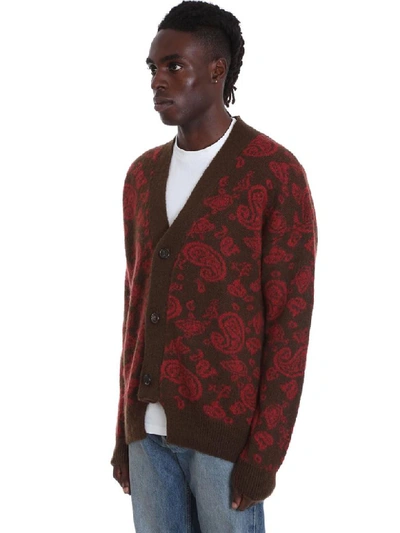 Shop Aries Paisley Cardigan In Red Wool