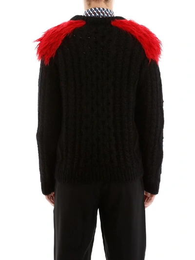 Shop Prada Pullover With Faux Fur In Nero Cerise (black)