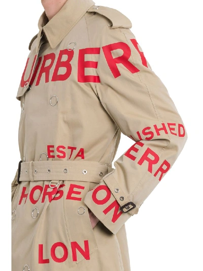 Shop Burberry Contrast Lettering Trench In Beige