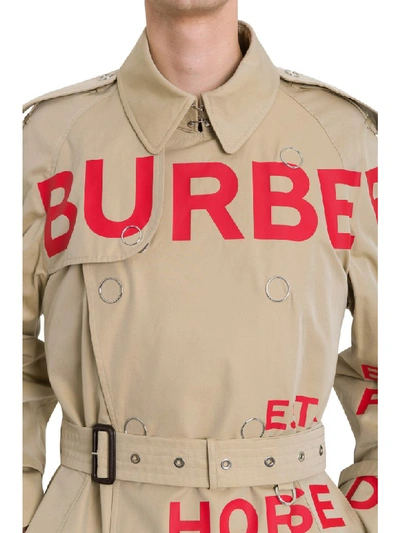 Shop Burberry Contrast Lettering Trench In Beige