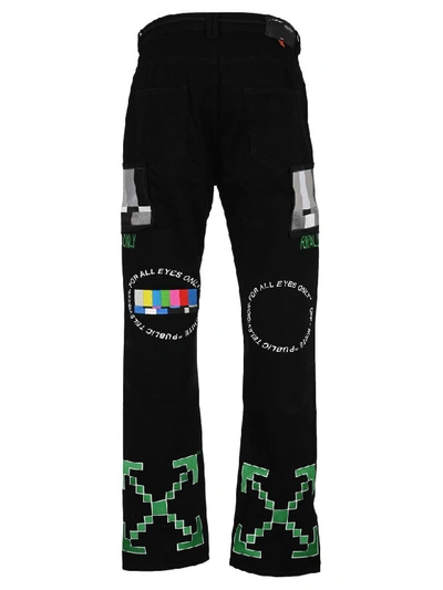 Shop Off-white Off White Relaxed Fit Patch Jeans In Black/multi
