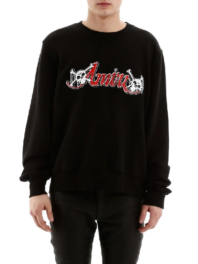 Shop Amiri Sweatshirt With Embroidered Logo In Black (black)