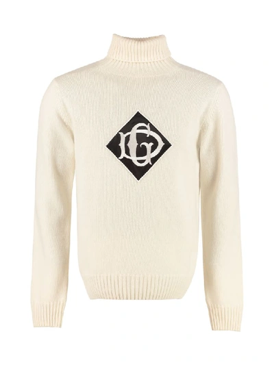 Shop Dolce & Gabbana Virgin Wool Turtleneck Sweater In Panna