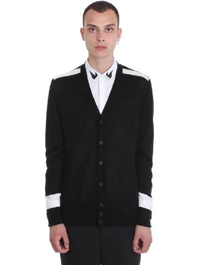 Shop Neil Barrett Cardigan In Black Wool