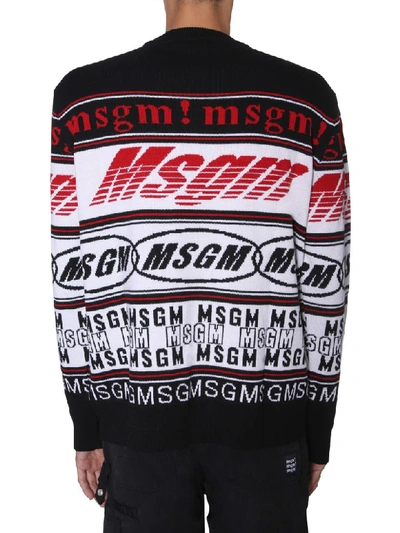 Shop Msgm Crew Neck Sweater In Nero