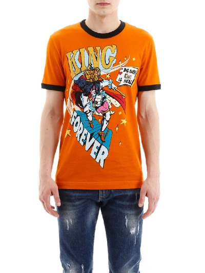 Shop Dolce & Gabbana King Forever T-shirt In King Forever F Aranc (orange)