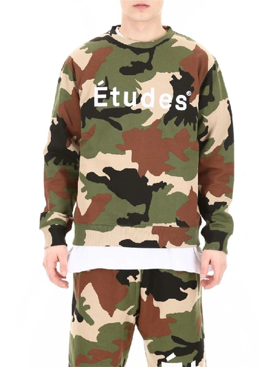 Shop Etudes Studio Camouflage Logo Sweatshirt In Camo Green (khaki)