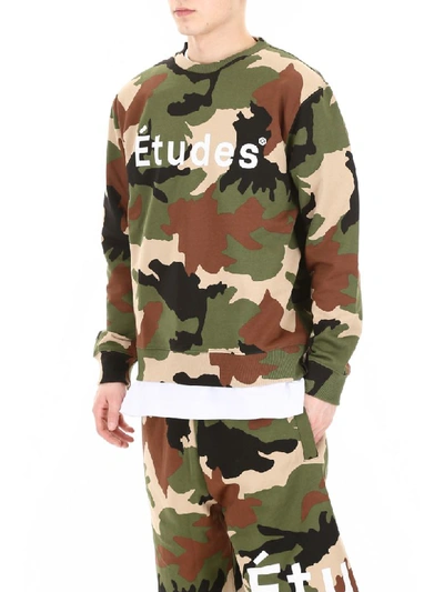 Shop Etudes Studio Camouflage Logo Sweatshirt In Camo Green (khaki)
