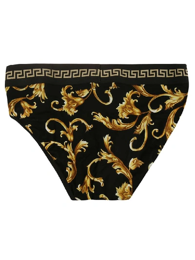 Shop Versace Printed Briefs In Black