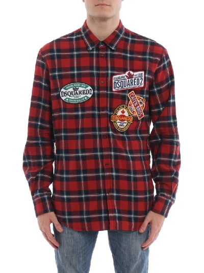 Shop Dsquared2 Check Shirt In F Red/navy/wht