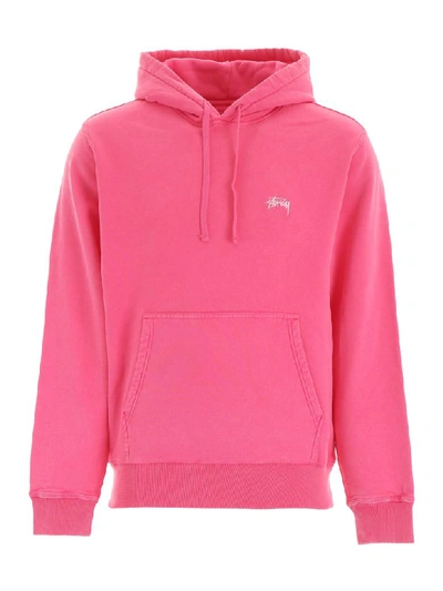 Shop Stussy Hoodie With Logo Embroidery In Pink (pink)
