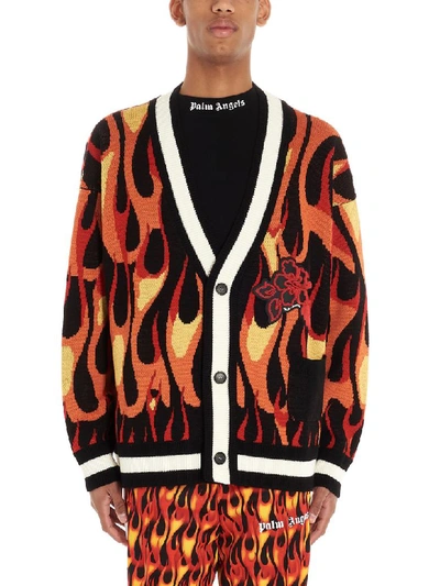 Shop Palm Angels Burning Cardigan In Multicolor