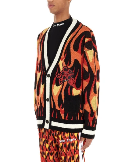 Shop Palm Angels Burning Cardigan In Multicolor