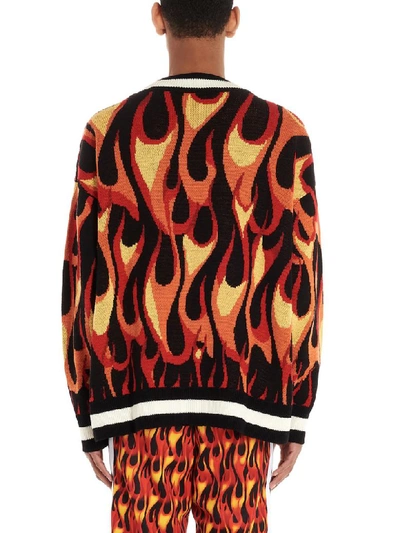 Shop Palm Angels Burning Cardigan In Multicolor